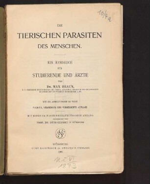 Die tierischen Parasiten des Menschen : ein Hanbüch für Studierende und Ärzte