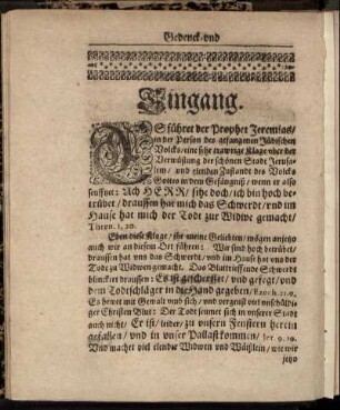 Eingang; Textus; Predigt; Hypothesis.