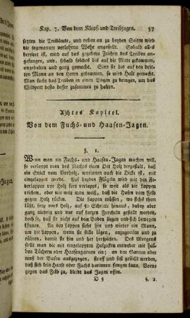 Achtes Kapitel. Von dem Fuchs- und Haasen-Jagen.