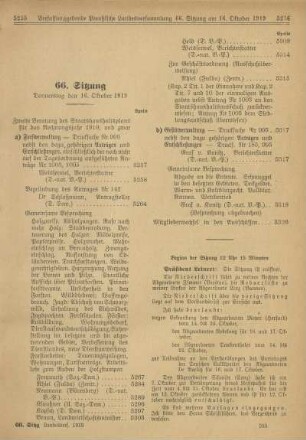 66. Sitzung, Donnerstag den 16. Oktober 1919