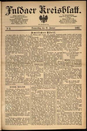 Erste Ausgabe vom Donnerstag, den 21. Januar 1897.