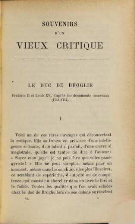 Souvenirs d'un vieux critique, 6