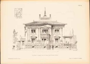 Villa Wendt, Leipzig: Ansicht, Grundriss (aus: Architekt. Rundschau, hrsg.v. Eisenlohr & Weigle, 1894)