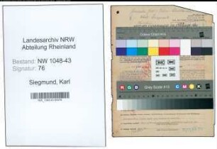 Entnazifizierung Karl Siegmund , geb. 11.10.1890 ()