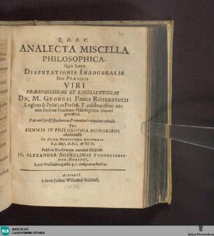 Analecta miscella philosophica