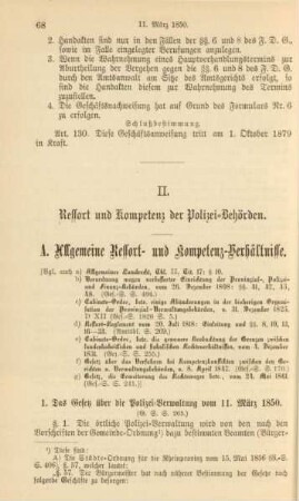 II. Ressort und Kompetenz der Polizei-Behörden