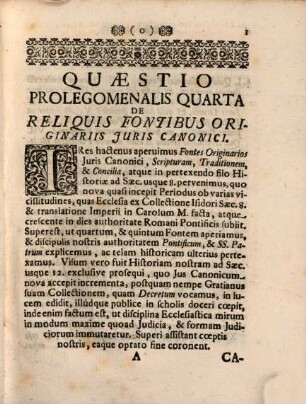 Fons originarius quartus et quintus iuris canonici seu Disp. IV. ex prolegomenis iuris canonici, de potestate summi pontificis et SS. Patrum