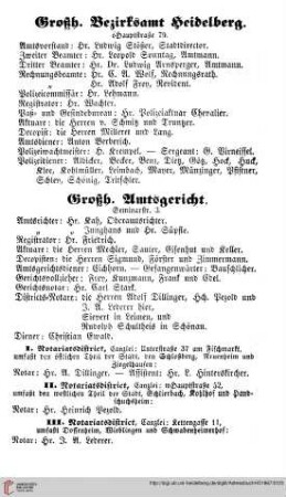 Großh. Bezirksamt Heidelberg, Großh. Amtsgericht und Notariate