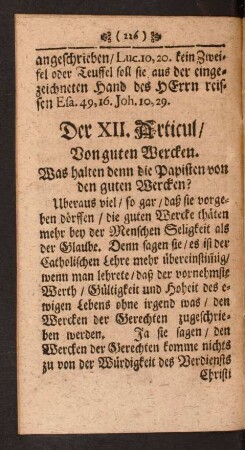 Der XII. Articul/ Von guten Wercken.