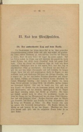 II. Aus dem Menschenleben