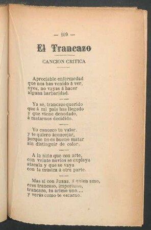 El trancazo : Canción crítica