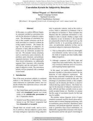 Convolution Kernels for Subjectivity Detection