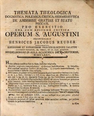 Themata theol. de amissione gratiae et statu peccati