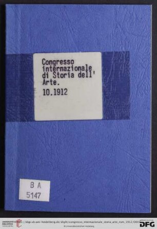 X Congresso Internazionale di Storia dell' Arte