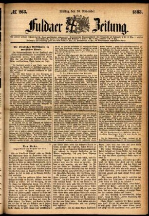 Ausgabe vom Freitag, den 16. November 1883.