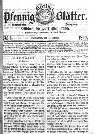 No. 5, Sonnabend, den 1. Februar