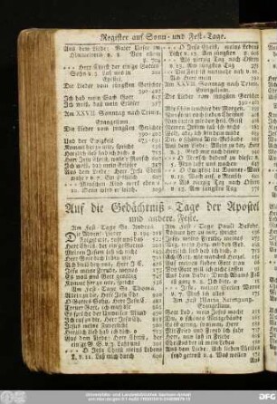 Auf die Gedächtniß-Tage der Apostel und andere Feste.