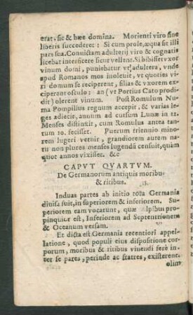 Caput Quartum. De Germanorum antiquis moribu & ritibus.