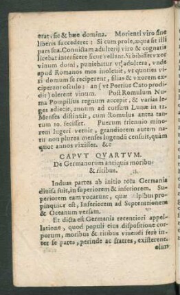 Caput Quartum. De Germanorum antiquis moribu & ritibus.