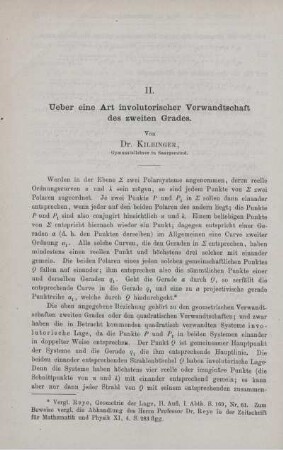 II. Ueber eine Art involutorischer Verwandtschaft des zweiten Grades.