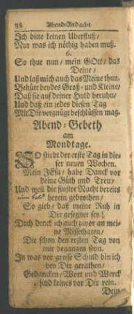 Abend-Gebeth am Mondtage