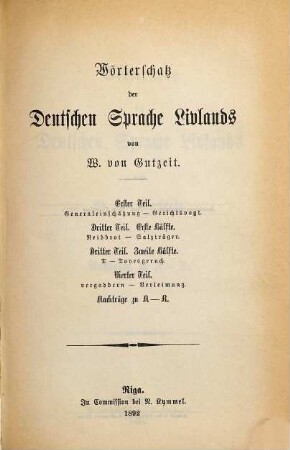 Wörterschatz der deutschen Sprache Livlands, [5,3]. Nachträge zu A - R