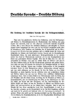 Die Sendung der deutschen Sprache für die Volksgemeinschaft