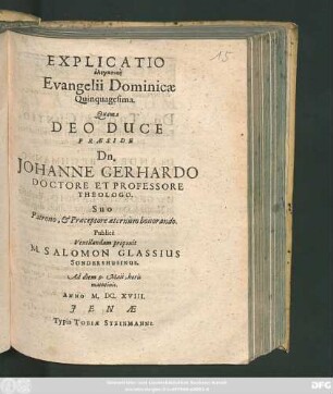 Explicatio elenktikē Evangelii Dominicae Quinquagesima
