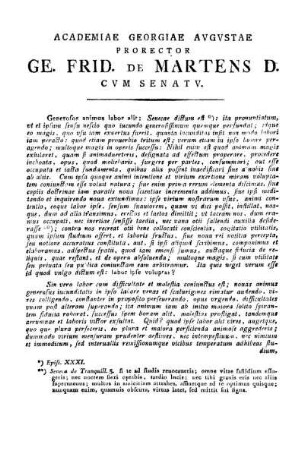 ACADEMIAE GEORGIAE AVGVSTAE GE. FRID. DE MARTENS D. CVM SENAT V.
