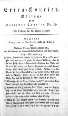 Extra-Courier, Beilage zum Berliner Courier Nr. 29