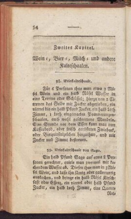 Zweites Kapitel. Wein-, Bier-, Milch- und andere Kaltschaalen