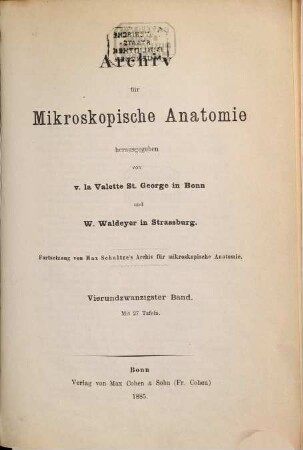 Archiv für mikroskopische Anatomie. 24, 24. 1885