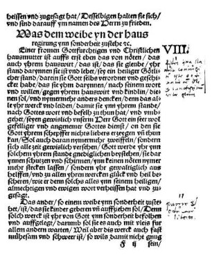 Was dem weibe yn der haus regirung ynn sonderheit zustehe [et]c. VIII.