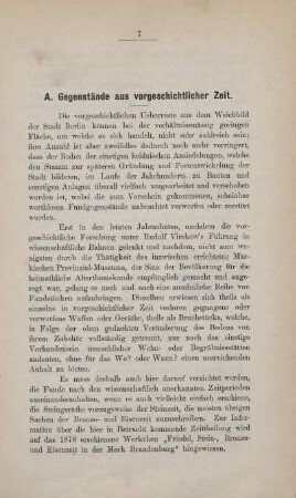 A. Gegenstände aus vorgeschichtlicher Zeit