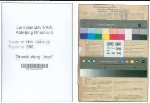 Entnazifizierung Josef Brandenburg , geb. 25.06.1892 (Angestellter)