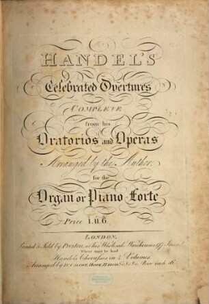 Handel's celebrated overtures complete from his oratorios and operas