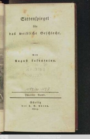 Bd. 2: Sittenspiegel für das weibliche Geschlecht