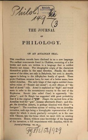The journal of philology. 3. 1871