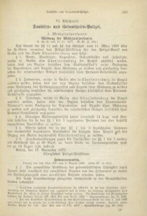 VII. Abschnitt. Sanitäts- und Gesundheits-Polizei