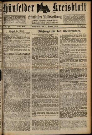 Erste Ausgabe vom Samstag, den 23. Februar 1929.
