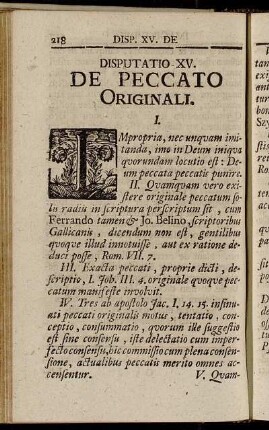 Disputatio XV. De Peccato Originali