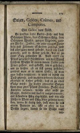 Sulzen, Gelées, Crèmes, und Compotes.