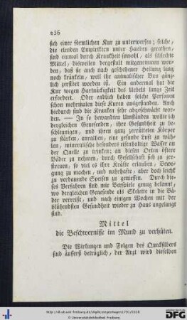 Mittel die Beschwernisse im Munde zu verhüten.