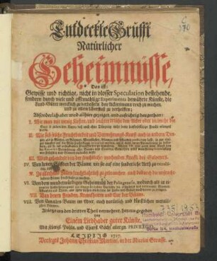 Entdeckte Grufft natürlicher Geheimnüsse