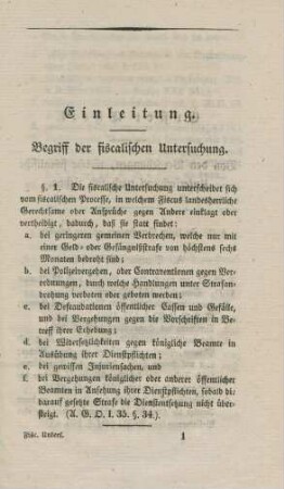 Einleitung. Begriff der fiscalischen Untersuchung.