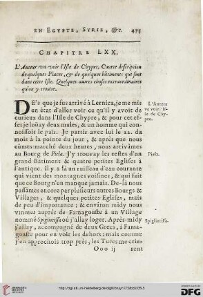 Chapitre LXX: L’Auteur va voir l’Ilse de Chypre. […]