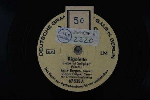 Rigoletto : Liebe ist Seligkeit / (Verdi)