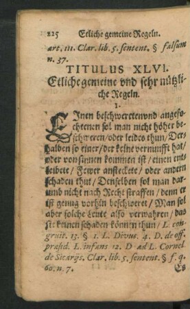 Titulus XLVI. Etliche gemeine und sehr nützliche Regeln.