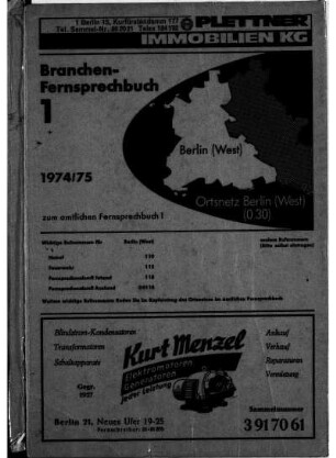 1974/1975: Amtliches Fernsprechbuch