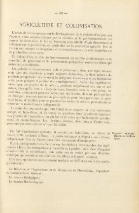 Agriculture et colonisation